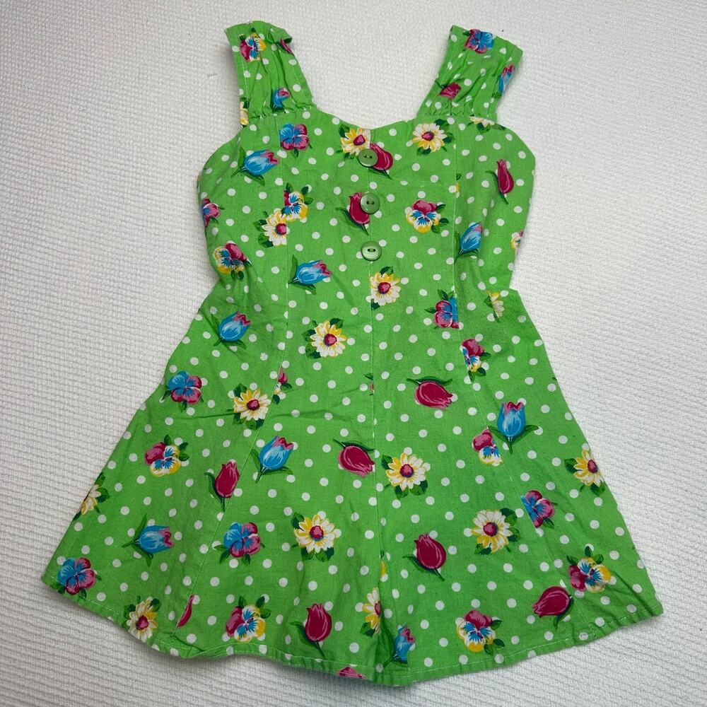 90s neon floral polka dot romper size 4